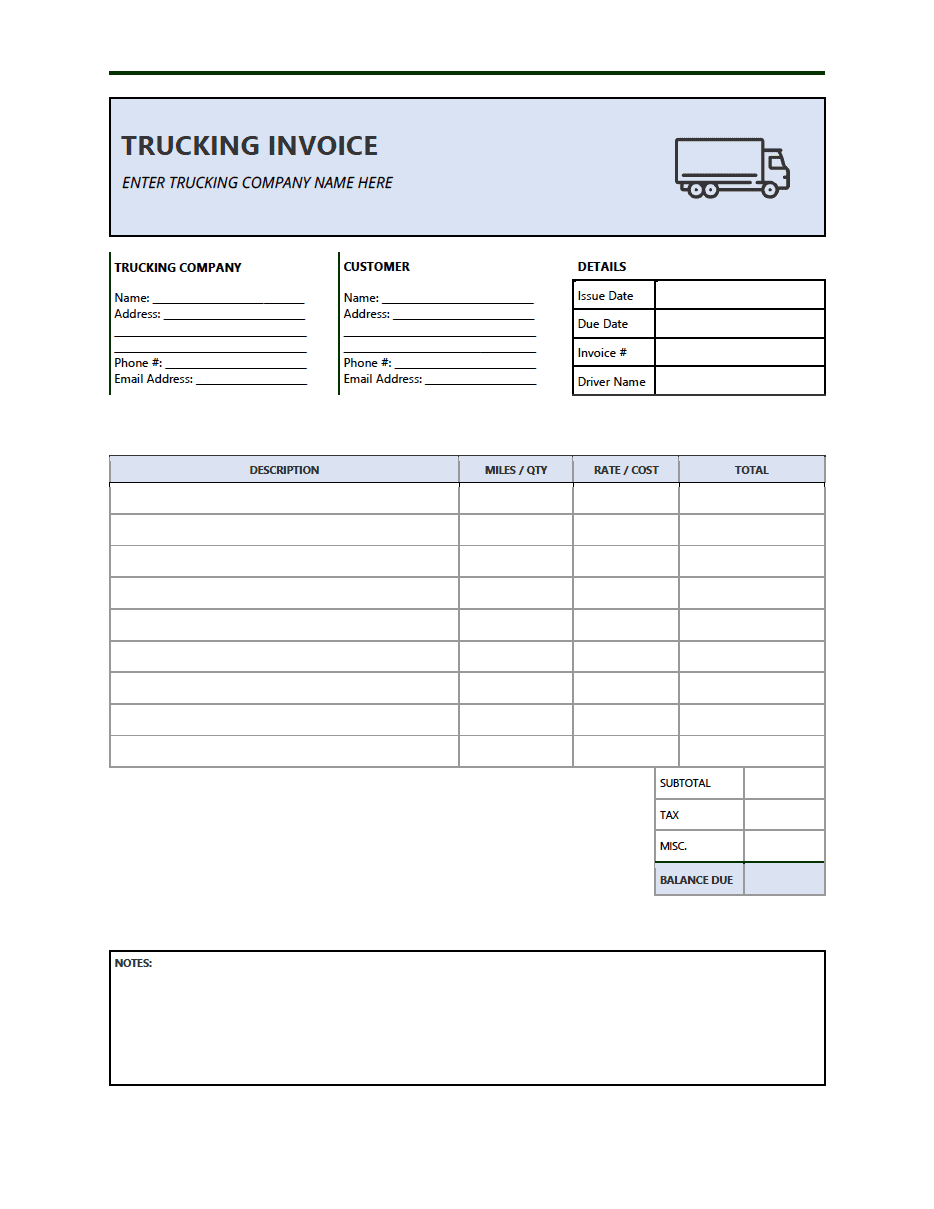 Free Trucking Invoice Template PDF WORD EXCEL Free Freight